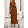 imagePRETTYGARDEN Womens Spring 2 Piece Outfits Dressy Casual Ribbed Knit Long Sleeve Crop Tops Maxi Flowy Skirts Matching SetsBrown