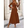 imagePRETTYGARDEN Womens Spring 2 Piece Outfits Dressy Casual Ribbed Knit Long Sleeve Crop Tops Maxi Flowy Skirts Matching SetsBrown