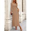 imagePRETTYGARDEN Womens Spring 2 Piece Outfits Dressy Casual Ribbed Knit Long Sleeve Crop Tops Maxi Flowy Skirts Matching SetsCamel