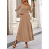 imagePRETTYGARDEN Womens Spring 2 Piece Outfits Dressy Casual Ribbed Knit Long Sleeve Crop Tops Maxi Flowy Skirts Matching SetsCamel