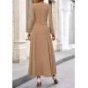 imagePRETTYGARDEN Womens Spring 2 Piece Outfits Dressy Casual Ribbed Knit Long Sleeve Crop Tops Maxi Flowy Skirts Matching SetsCamel