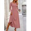 imagePRETTYGARDEN Womens Spring 2 Piece Outfits Dressy Casual Ribbed Knit Long Sleeve Crop Tops Maxi Flowy Skirts Matching SetsDusty Pink