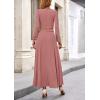 imagePRETTYGARDEN Womens Spring 2 Piece Outfits Dressy Casual Ribbed Knit Long Sleeve Crop Tops Maxi Flowy Skirts Matching SetsDusty Pink