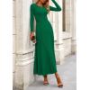imagePRETTYGARDEN Womens Spring 2 Piece Outfits Dressy Casual Ribbed Knit Long Sleeve Crop Tops Maxi Flowy Skirts Matching SetsGreen