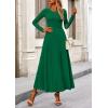 imagePRETTYGARDEN Womens Spring 2 Piece Outfits Dressy Casual Ribbed Knit Long Sleeve Crop Tops Maxi Flowy Skirts Matching SetsGreen