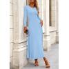 imagePRETTYGARDEN Womens Spring 2 Piece Outfits Dressy Casual Ribbed Knit Long Sleeve Crop Tops Maxi Flowy Skirts Matching SetsLight Blue