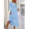imagePRETTYGARDEN Womens Spring 2 Piece Outfits Dressy Casual Ribbed Knit Long Sleeve Crop Tops Maxi Flowy Skirts Matching SetsLight Blue