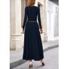 imagePRETTYGARDEN Womens Spring 2 Piece Outfits Dressy Casual Ribbed Knit Long Sleeve Crop Tops Maxi Flowy Skirts Matching SetsNavy