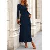 imagePRETTYGARDEN Womens Spring 2 Piece Outfits Dressy Casual Ribbed Knit Long Sleeve Crop Tops Maxi Flowy Skirts Matching SetsNavy