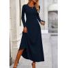 imagePRETTYGARDEN Womens Spring 2 Piece Outfits Dressy Casual Ribbed Knit Long Sleeve Crop Tops Maxi Flowy Skirts Matching SetsNavy