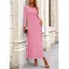 imagePRETTYGARDEN Womens Spring 2 Piece Outfits Dressy Casual Ribbed Knit Long Sleeve Crop Tops Maxi Flowy Skirts Matching SetsPink