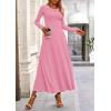 imagePRETTYGARDEN Womens Spring 2 Piece Outfits Dressy Casual Ribbed Knit Long Sleeve Crop Tops Maxi Flowy Skirts Matching SetsPink