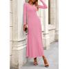 imagePRETTYGARDEN Womens Spring 2 Piece Outfits Dressy Casual Ribbed Knit Long Sleeve Crop Tops Maxi Flowy Skirts Matching SetsPink