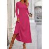 imagePRETTYGARDEN Womens Spring 2 Piece Outfits Dressy Casual Ribbed Knit Long Sleeve Crop Tops Maxi Flowy Skirts Matching SetsRose Red