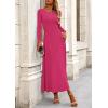 imagePRETTYGARDEN Womens Spring 2 Piece Outfits Dressy Casual Ribbed Knit Long Sleeve Crop Tops Maxi Flowy Skirts Matching SetsRose Red