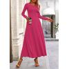 imagePRETTYGARDEN Womens Spring 2 Piece Outfits Dressy Casual Ribbed Knit Long Sleeve Crop Tops Maxi Flowy Skirts Matching SetsRose Red