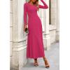 imagePRETTYGARDEN Womens Spring 2 Piece Outfits Dressy Casual Ribbed Knit Long Sleeve Crop Tops Maxi Flowy Skirts Matching SetsRose Red