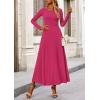 imagePRETTYGARDEN Womens Spring 2 Piece Outfits Dressy Casual Ribbed Knit Long Sleeve Crop Tops Maxi Flowy Skirts Matching SetsRose Red