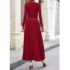 imagePRETTYGARDEN Womens Spring 2 Piece Outfits Dressy Casual Ribbed Knit Long Sleeve Crop Tops Maxi Flowy Skirts Matching SetsWine Red