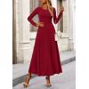 imagePRETTYGARDEN Womens Spring 2 Piece Outfits Dressy Casual Ribbed Knit Long Sleeve Crop Tops Maxi Flowy Skirts Matching SetsWine Red