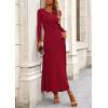 imagePRETTYGARDEN Womens Spring 2 Piece Outfits Dressy Casual Ribbed Knit Long Sleeve Crop Tops Maxi Flowy Skirts Matching SetsWine Red