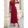 imagePRETTYGARDEN Womens Spring 2 Piece Outfits Dressy Casual Ribbed Knit Long Sleeve Crop Tops Maxi Flowy Skirts Matching SetsWine Red