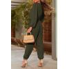 imagePRETTYGARDEN Womens Spring Fall Jumpsuits Casual Dressy Long Pants Romper Long Sleeve V Neck Belt Pockets One Piece OutfitsArmy Green