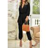 imagePRETTYGARDEN Womens Spring Fall Jumpsuits Casual Dressy Long Pants Romper Long Sleeve V Neck Belt Pockets One Piece OutfitsBlack