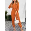 imagePRETTYGARDEN Womens Spring Fall Jumpsuits Casual Dressy Long Pants Romper Long Sleeve V Neck Belt Pockets One Piece OutfitsBrown Yellow