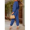 imagePRETTYGARDEN Womens Spring Fall Jumpsuits Casual Dressy Long Pants Romper Long Sleeve V Neck Belt Pockets One Piece OutfitsDenim Blue