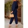 imagePRETTYGARDEN Womens Spring Fall Jumpsuits Casual Dressy Long Pants Romper Long Sleeve V Neck Belt Pockets One Piece OutfitsNavy
