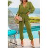 imagePRETTYGARDEN Womens Spring Fall Jumpsuits Casual Dressy Long Pants Romper Long Sleeve V Neck Belt Pockets One Piece OutfitsOlive Green