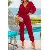 imagePRETTYGARDEN Womens Spring Fall Jumpsuits Casual Dressy Long Pants Romper Long Sleeve V Neck Belt Pockets One Piece OutfitsRed