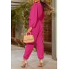 imagePRETTYGARDEN Womens Spring Fall Jumpsuits Casual Dressy Long Pants Romper Long Sleeve V Neck Belt Pockets One Piece OutfitsRose Red