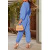 imagePRETTYGARDEN Womens Spring Fall Jumpsuits Casual Dressy Long Pants Romper Long Sleeve V Neck Belt Pockets One Piece OutfitsSky Blue