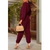 imagePRETTYGARDEN Womens Spring Fall Jumpsuits Casual Dressy Long Pants Romper Long Sleeve V Neck Belt Pockets One Piece OutfitsWine Red