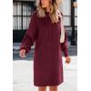 imagePRETTYGARDEN Womens Sweater Dress Fall Winter Casual Long Sleeve Pullover Chunky Knit Loose Oversized Hoodie Tunic SweatersWine Red