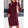 imagePRETTYGARDEN Womens Sweater Dress Fall Winter Casual Long Sleeve Pullover Chunky Knit Loose Oversized Hoodie Tunic SweatersWine Red