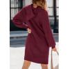 imagePRETTYGARDEN Womens Sweater Dress Fall Winter Casual Long Sleeve Pullover Chunky Knit Loose Oversized Hoodie Tunic SweatersWine Red