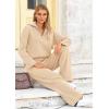 imagePRETTYGARDEN Womens Winter 2 Piece Sweater Set Long Sleeve Quarter Zip Sweatshirt Wide Leg Pants Fall Outfits TracksuitBeige