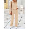 imagePRETTYGARDEN Womens Winter 2 Piece Sweater Set Long Sleeve Quarter Zip Sweatshirt Wide Leg Pants Fall Outfits TracksuitBeige