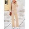 imagePRETTYGARDEN Womens Winter 2 Piece Sweater Set Long Sleeve Quarter Zip Sweatshirt Wide Leg Pants Fall Outfits TracksuitBeige