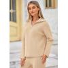 imagePRETTYGARDEN Womens Winter 2 Piece Sweater Set Long Sleeve Quarter Zip Sweatshirt Wide Leg Pants Fall Outfits TracksuitBeige
