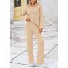 imagePRETTYGARDEN Womens Winter 2 Piece Sweater Set Long Sleeve Quarter Zip Sweatshirt Wide Leg Pants Fall Outfits TracksuitBeige