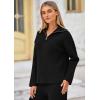 imagePRETTYGARDEN Womens Winter 2 Piece Sweater Set Long Sleeve Quarter Zip Sweatshirt Wide Leg Pants Fall Outfits TracksuitBlack