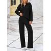 imagePRETTYGARDEN Womens Winter 2 Piece Sweater Set Long Sleeve Quarter Zip Sweatshirt Wide Leg Pants Fall Outfits TracksuitBlack