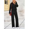 imagePRETTYGARDEN Womens Winter 2 Piece Sweater Set Long Sleeve Quarter Zip Sweatshirt Wide Leg Pants Fall Outfits TracksuitBlack