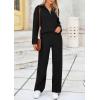 imagePRETTYGARDEN Womens Winter 2 Piece Sweater Set Long Sleeve Quarter Zip Sweatshirt Wide Leg Pants Fall Outfits TracksuitBlack