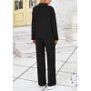 imagePRETTYGARDEN Womens Winter 2 Piece Sweater Set Long Sleeve Quarter Zip Sweatshirt Wide Leg Pants Fall Outfits TracksuitBlack