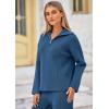 imagePRETTYGARDEN Womens Winter 2 Piece Sweater Set Long Sleeve Quarter Zip Sweatshirt Wide Leg Pants Fall Outfits TracksuitBlue